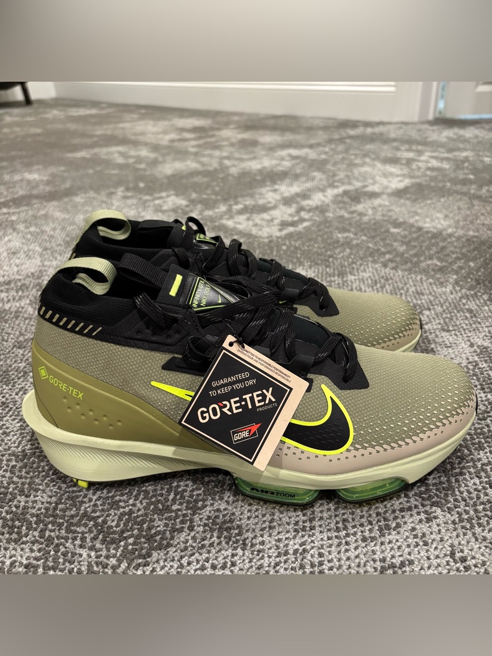 Nike Air Zoom Infinity Tour 2 Gore Tex Dusty Olive Volt Black Golf Shoes NEW